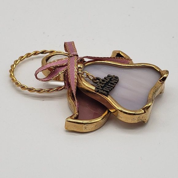 𝅺Stained Glass Pink White Clear Gold Special Friend Angel Ornament - Picture 10 of 12